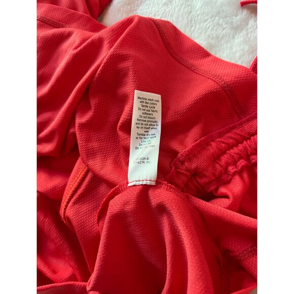 Athleta Womens Red Short Sleeve Ruched Hooded Tunic Top Large Lightweight Active - Picture 10 of 11